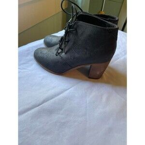 Toms Lunata Lace-up Block Heel  Ankle Bootie Charcoal Gray Size 6